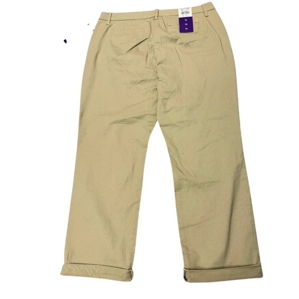 Nautica Jeans Co Womens Khaki Chino Ankle‎ Pants Cuffed Tan Size 14 NEW